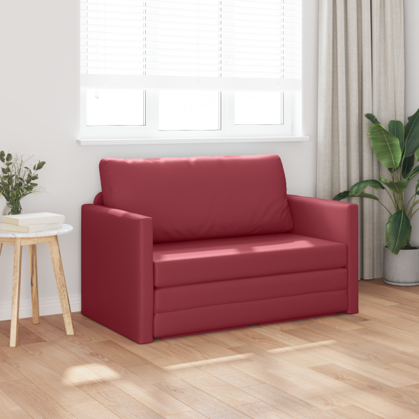 Sofá de Suelo Cama 2-en-1 Rojo Vino 124x71x78 cm Cuero Artificial M 3