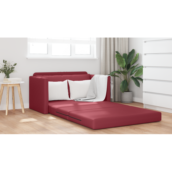 Sofá de Suelo Cama 2-en-1 Rojo Vino 124x71x78 cm Cuero Artificial M 4