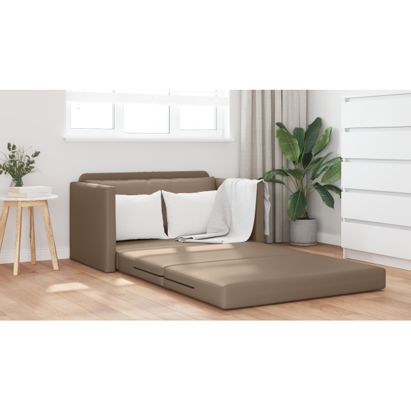 Sofá Cama Suelo 2-en-1 Cappuccino 124x71x78 cm Cuero Sintético M 4