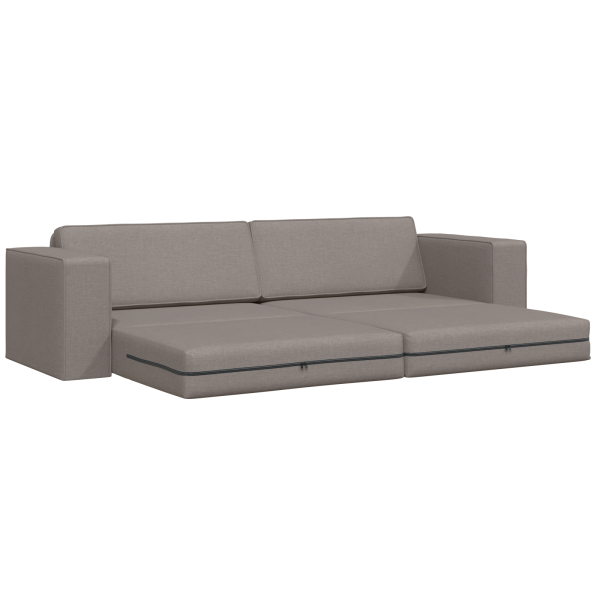 Sofá-Cama de Chão 2 em 1 Taupe 245x150x60.5 cm Tecido M 4