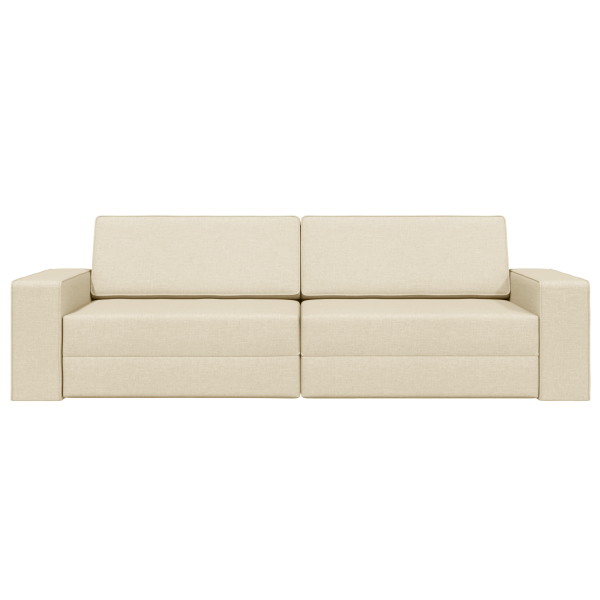 Sofá Cama 2-em-1 Creme 245x150x60.5 cm Tecido M 5