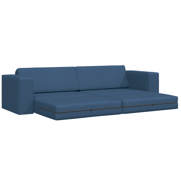 Sofá Cama de Piso 2-en-1 Azul 245x150x60.5 cm Tela M 4