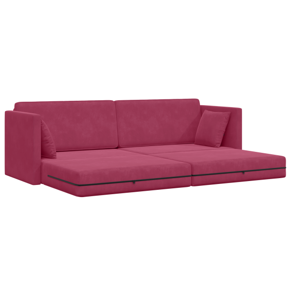 Sofá Cama 2 en 1 Rojo Vino 213x144x60 cm Terciopelo M 5