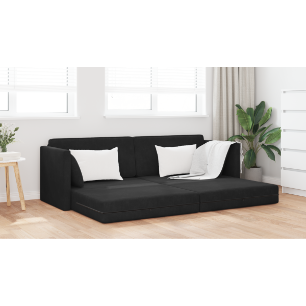 Sofá Cama 2 en 1 Negro 213x144x60 cm de Terciopelo M 4