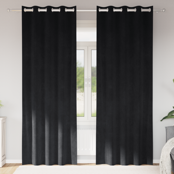 Cortinas opacas con ojales 2 piezas de terciopelo negro D