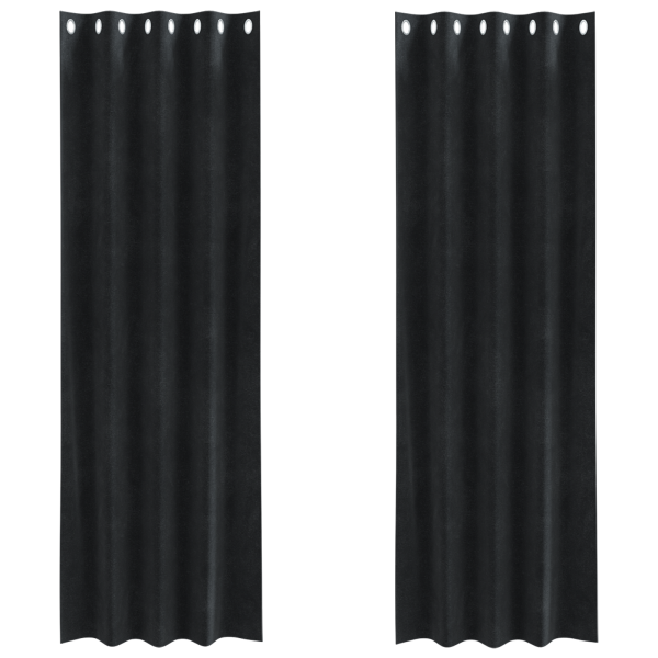 Cortinas Blackout  com Ilhós 2 pcs Veludo Preto M 2