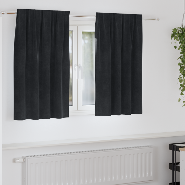 Cortinas opacas con cinta superior 2 piezas terciopelo negro D