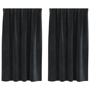 Cortinas Blackout  com fita superior 2 pcs Veludo Preto H