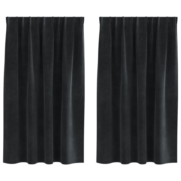 Cortinas Blackout  com fita superior 2 pcs Veludo Preto M 2