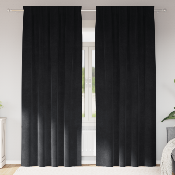 Cortinas opacas con cinta superior 2 piezas terciopelo negro D