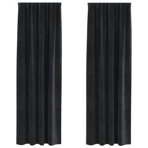Cortinas opacas con cinta superior 2 piezas terciopelo negro H