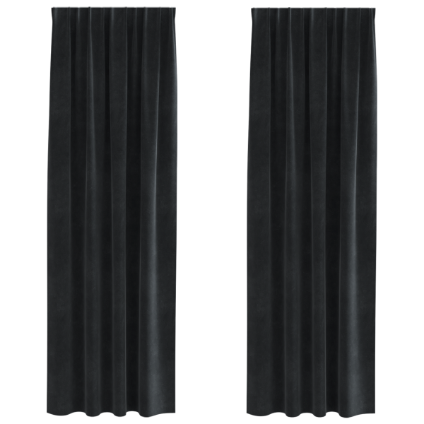 Cortinas opacas con cinta superior 2 piezas terciopelo negro M 2