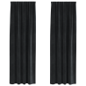 Cortinas Blackout com Faixa Superior 2 pcs Veludo Preto 2
