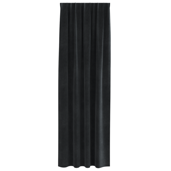 Cortinas Blackout com Faixa Superior 2 pcs Veludo Preto M 3