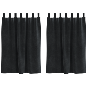 Cortinas Blackout  com Laços de Pendurar 2 pcs Veludo Preto H