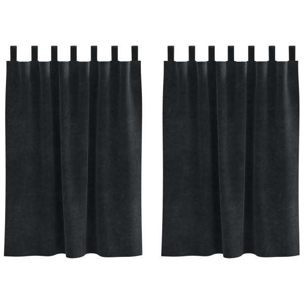 Cortinas opacas con trabillas de colgar 2 pzas terciopelo negro M 2