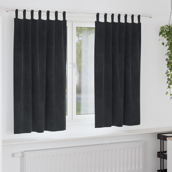 Cortinas opacas con trabillas de colgar 2 pzas terciopelo negro D