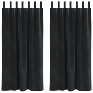 Cortinas blackout  com laços de pendurar 2 pcs Veludo Preto H