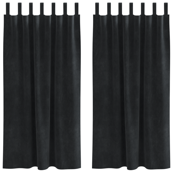 Cortinas blackout  com laços de pendurar 2 pcs Veludo Preto M 2