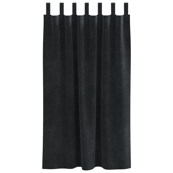 Cortinas blackout  com laços de pendurar 2 pcs Veludo Preto M 3