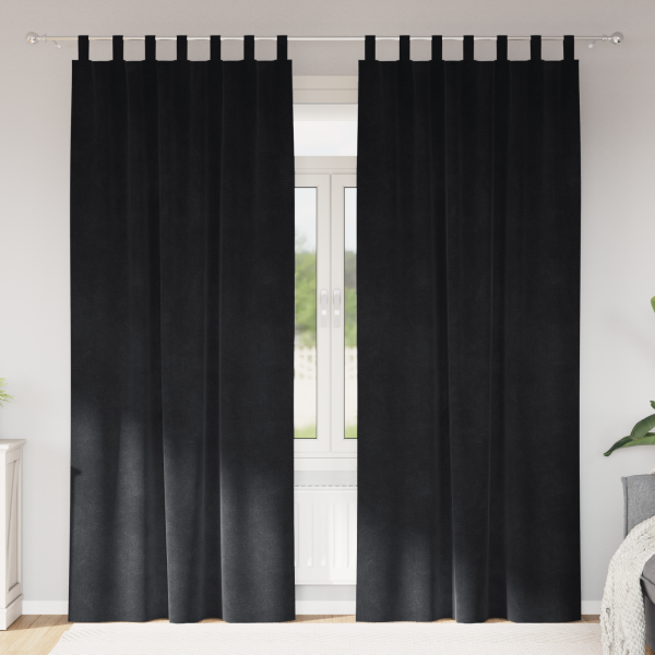 Cortinas opacas con trabillas de colgar 2 pzas terciopelo negro D