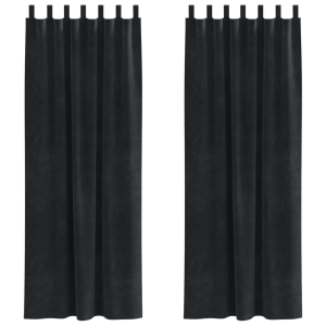 Cortinas opacas con trabillas de colgar 2 pzas terciopelo negro H