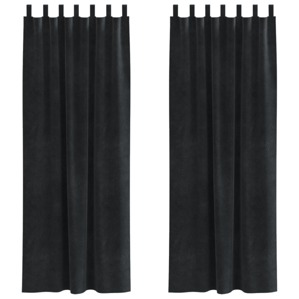 Cortinas Blackout  com Laços de Pendurar 2 pcs Veludo Preto M 2