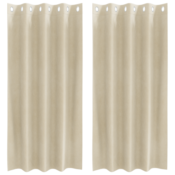 Cortinas Blackout  com Ilhós 2 pcs Veludo Creme M 2