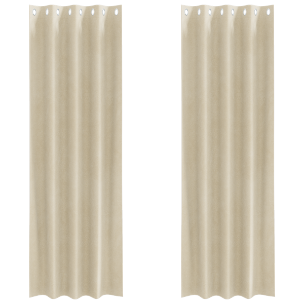 Cortinas Blackout  com Ilhós 2 pcs Veludo Creme M 2