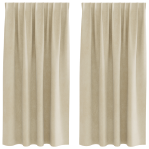 Cortinas Blackout  com fita superior 2 pcs Veludo Creme H