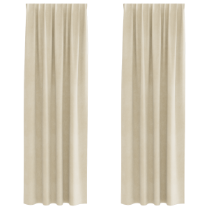 Cortinas opacas con cinta superior 2 piezas terciopelo crema H