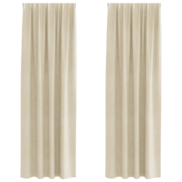 Cortinas Blackout  com fita superior 2 pcs Veludo Bege M 2