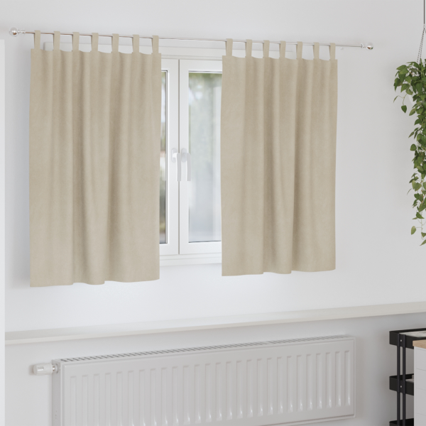 Cortinas opacas con trabillas de colgar 2 pzas terciopelo crema D