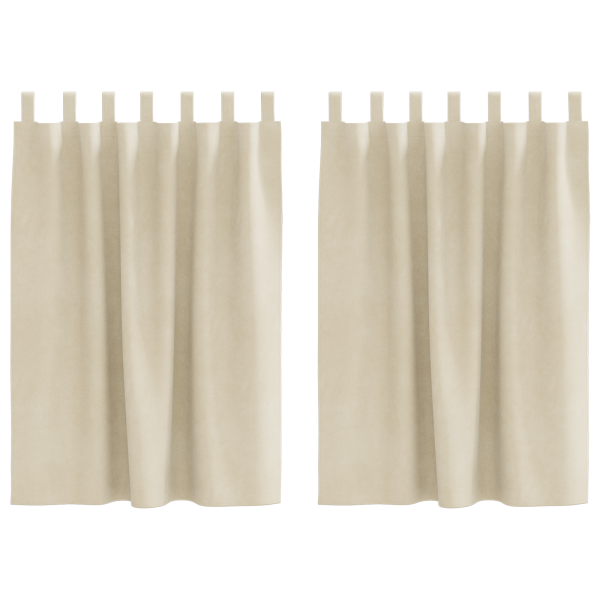 Cortinas opacas con trabillas de colgar 2 pzas terciopelo crema M 2