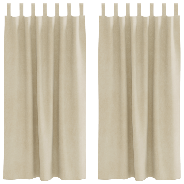 Cortinas opacas con trabillas de colgar 2 pzas terciopelo crema M 2