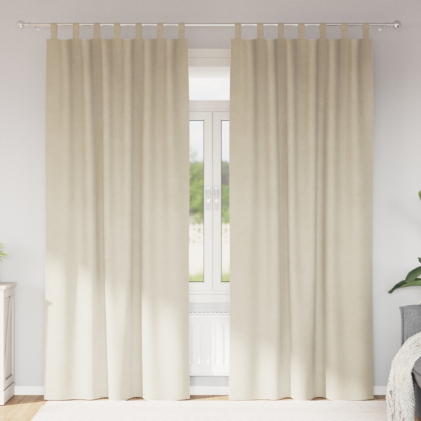 Cortinas opacas con trabillas de colgar 2 pzas terciopelo crema D