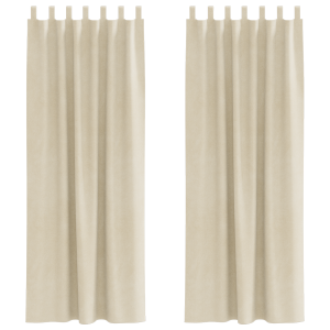 Cortinas opacas con trabillas de colgar 2 pzas terciopelo crema H