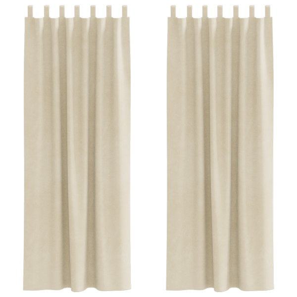 Cortinas opacas con trabillas de colgar 2 pzas terciopelo crema M 2