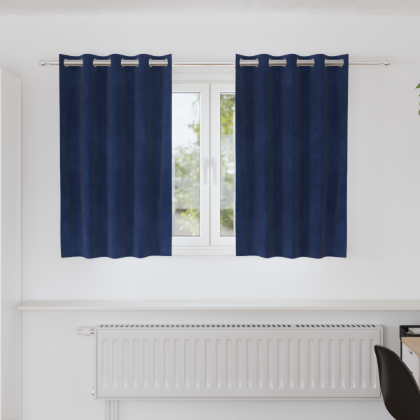 Cortinas opacas con ojales 2 piezas de terciopelo azul oscuro D
