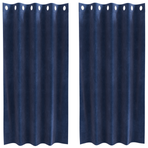 Cortinas Blackout  com Ilhós 2 pcs Veludo Azul Escuro H