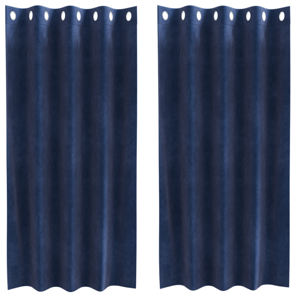Cortinas opacas con ojales 2 piezas de terciopelo azul oscuro M 2