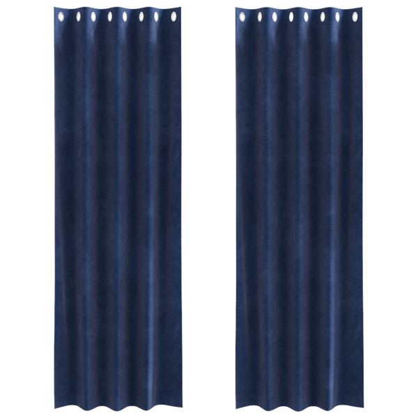 Cortinas opacas con ojales 2 piezas de terciopelo azul oscuro M 2