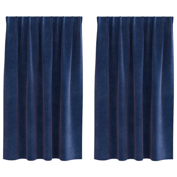 Cortinas opacas con cinta superior 2 piezas terciopelo azul M 2