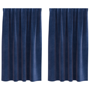 Cortinas opacas con cinta superior 2 piezas terciopelo azul H