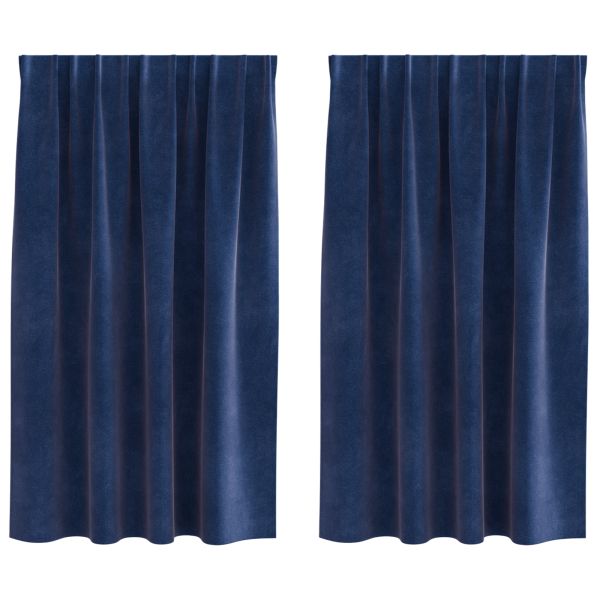 Cortinas opacas con cinta superior 2 piezas terciopelo azul M 2