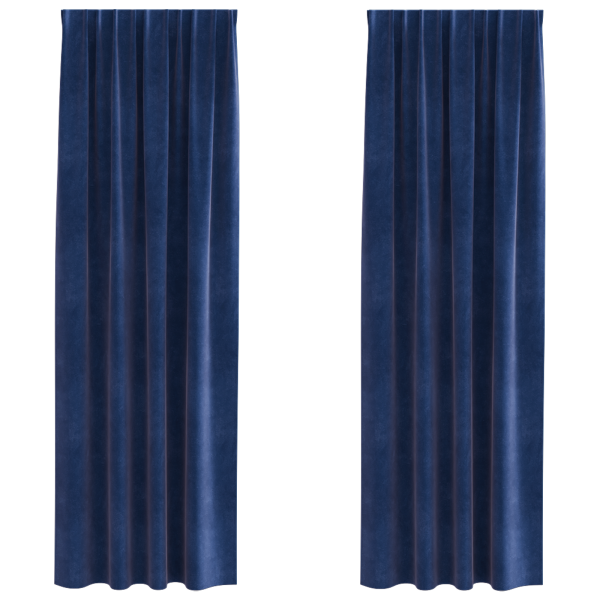 Cortinas opacas con cinta superior 2 piezas terciopelo azul M 2