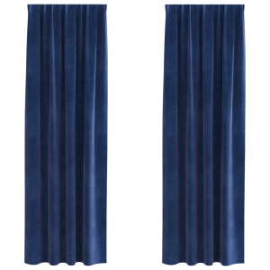 Cortinas opacas con cinta superior 2 piezas terciopelo azul H