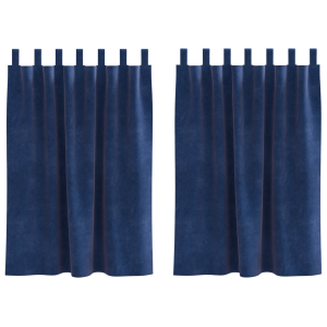 Cortinas Blackout  com Laços de Suspensão 2 pcs Veludo Azul Escuro H