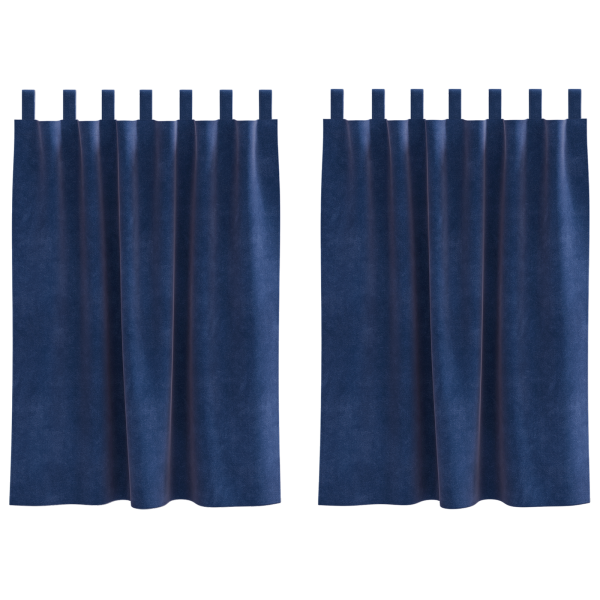 Cortinas opacas con trabillas de colgar 2 pzas terciopelo azul M 2
