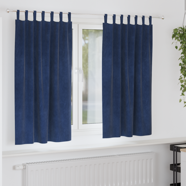 Cortinas opacas con trabillas de colgar 2 pzas terciopelo azul D